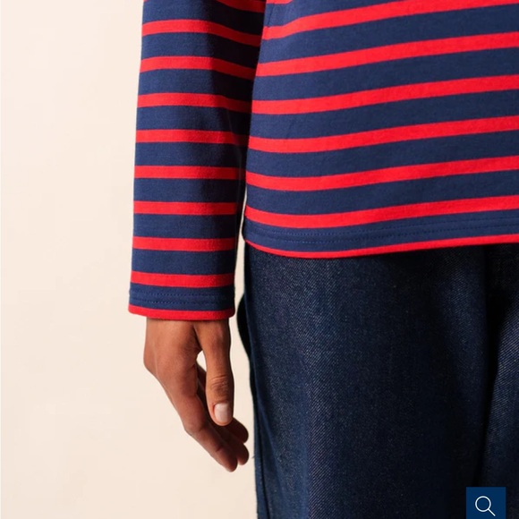 Saint James Women’s Breton Stripe Long Sleeve 100% Cotton Top Red Navy Size M - Picture 10 of 13